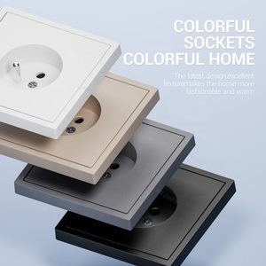 80*80 cảm ứng mềm mại sơn tường Ổ cắm điện Ổ cắm EU Pháp 2P + t Vòng cắm tường ổ cắm với Trái Đất - Product Image 3
