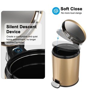 Poubelles rondes en acier inoxydable en métal Sunshine avec couvercle à pédale pour le stockage des déchets de <span class=keywords><strong>cuisine</strong></span> à domicile - Product Image 3