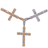 Pendentif Croix Hip Hop Carré et Rond avec Grand Zircon, Accessoires DJ et Danse Urbaine