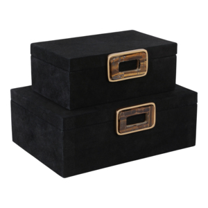 Scatole Decorative per Organizzazione con Coperchio, Set di Contenitori Moderni per Gioielli e Oggetti Preziosi, Finitura in Velluto Nero - Product Image 5