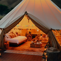 Lona al aire libre impermeable algodón lona campana tienda familia caliente Tente De Camping Yurt tienda con estufa