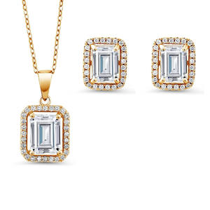 hot selling Red <b>Ruby</b> Jewelry Set Cubic Zirconia Bling White <b>Necklace</b> Pendant Earrings Set for Women Wedding Party Evening - Product Image 5