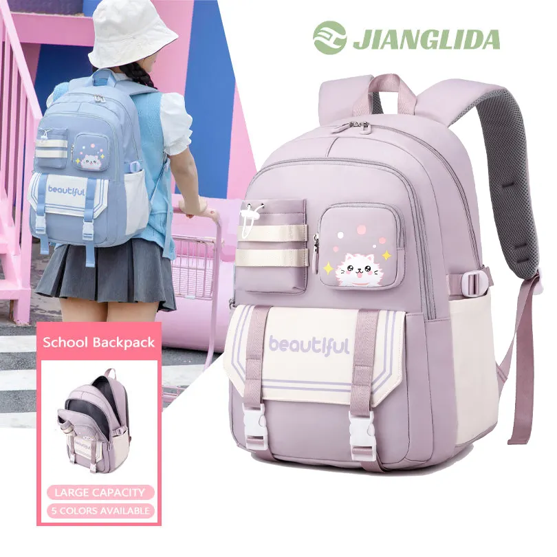 JIANGLIDA卸売カスタム学生バックパック高品質ファッション防水大容量カジュアルかわいい女の子とティーンエイジャーのバッグ