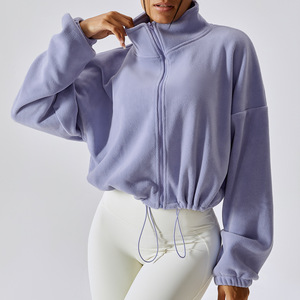 Veste <span class=keywords><strong>de</strong></span> <span class=keywords><strong>sport</strong></span> en cachemire d'extérieur avec logo personnalisé pour femmes, <span class=keywords><strong>pull</strong></span> d'automne à col montant et ample, <span class=keywords><strong>pull</strong></span> court décontracté pour femmes - Product Image 5