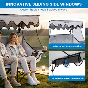 Silla de Camping Doble con Toldo, Precio al por Mayor, Compra al por Mayor, Plegable, para 2 Personas, Directo de Fábrica - Product Image 2