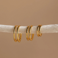 EMANCO Boucles d'oreilles créoles classiques élégantes pour le bureau, en acier inoxydable couleur or, géométriques, pour femme, fiançailles