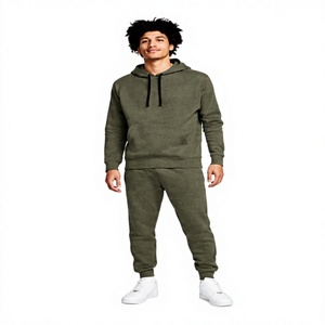 Conjunto de Sudadera con Capucha Gris para Hombre, Chándal Informal de Color Sólido de Longitud Completa con Bolsillos Laterales, Corte Regular, 100% Algodón, Ropa de Otoño - Product Image 4