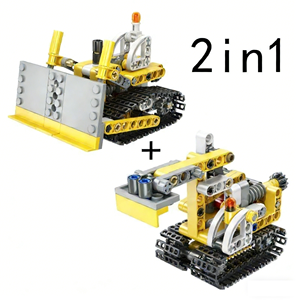 Jouets éducatifs électroniques d'apprentissage STEM, excavatrice programmable STEAM 2 en 1, transformable en bulldozer, blocs de construction à assembler soi-même - Product Image 6