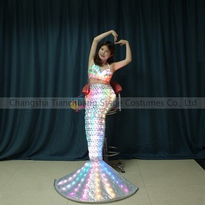 Costume da Sirena LED Fatto a Mano, Abbigliamento Luminoso per Spettacoli, Coda di Sirena con Paillettes Luminose per Feste in Bar, Spettacoli di Danza, Vendita all'Ingrosso - Product Image 4