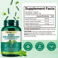Suplemento Desodorante Corporal Natural al por Mayor para Control de Olores, Etiqueta Privada, Desodorante Corporal Completo, Cápsulas de Clorofila para Frescura