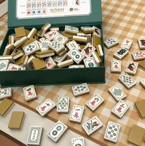 2026 Sunday Mahjong Ensemble <span class=keywords><strong>de</strong></span> tuiles <span class=keywords><strong>de</strong></span> Mahjong Butterscotch 2 couches Morning Turmeric Grande Résine <span class=keywords><strong>prune</strong></span> Panda Gravé Or Luxe Mahjong Américain - Product Image 3