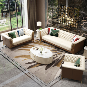 Sofás de Cuero Blanco <span class=keywords><strong>Italiano</strong></span> de Último Diseño de Foshan, Muebles de Lujo, Chaise Longue, Juego de Sofás de Cuero Modernos para Sala de Estar - Product Image 4