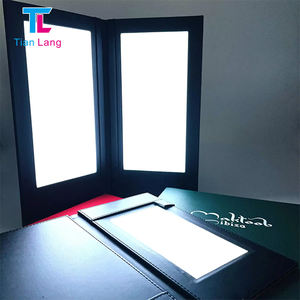 Cubierta de menú LED recargable M8514 con retroiluminación LED Cajas de luz de publicidad de PU lisas negras iluminadas populares - Product Image 3