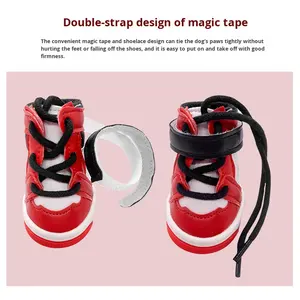 Lüks Modern sevimli çevre dostu Pet moda AJ kaymaz spor su geçirmez köpek ayakkabı PU deri katı Sneakers yeni yıl - Product Image 2