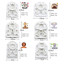 Moule en Silicone Monde Animal Lion Éléphant Singe Zèbre Girafe pour Cuisson de Biscuits, Décoration de Gâteaux et Moules à Fondant pour Fêtes