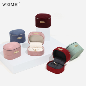 WEIMEI Premium Soft Suede <b>Jewelry</b> <b>Case</b> Unique Curved Design Gold Embossed Logo for Ring Necklace Packaging - Product Image 6