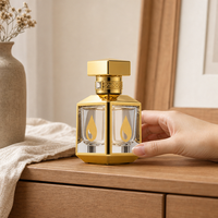 Flacon de parfum carré en verre de 30, 50, 100 ml, pulvérisateur à pompe couleur or, emballage cosmétique XM0728