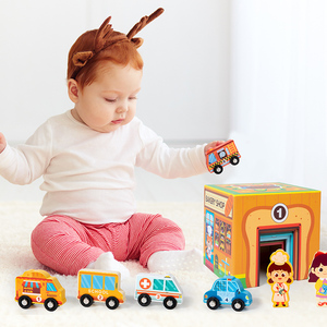 2025 Sản phẩm mới bằng gỗ 6 trong 1 phim hoạt hình giao thông Hộp xe trò chơi Montessori suy nghĩ nhận thức xe đồ chơi bé Đồ chơi cho trẻ em - Product Image 2