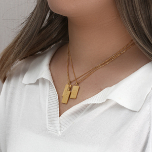 Collar con Colgante de Letra Cuadrado Personalizado, Chapado en Oro PVD, Collar de Acero Inoxidable Impermeable para Mujer, con Logotipo, para Regalo de Cumpleaños - Product Image 4
