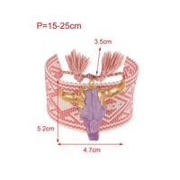 Bracelet tressé bohème à motif diamant Jinhua pour femme, motif tête de bovin, best-seller transfrontalier ; Bracelet animalier brodé en fer