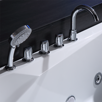 Moderna Bañera Rectangular Independiente de Acrílico Blanco para Hotel, con 12 Boquillas y Luces de Colores, Superficie Cómoda para Apoyarse