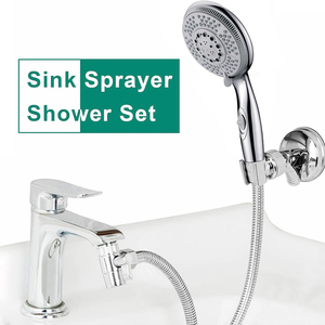 Doccetta Funzionale Moderna ed Ecologica con Tubo Flessibile in Acciaio Inox da 1,5 m, Valvola Deviatrice a 3 Vie, Supporto <span class=keywords><strong>Doccia</strong></span> Regolabile e Spruzzatore per Lavello - Product Image 3