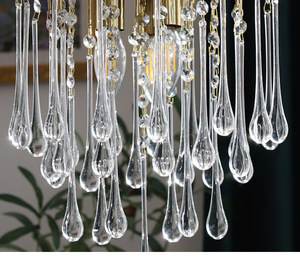 <span class=keywords><strong>Lampadario</strong></span> a goccia in vetro arancio ambra - Product Image 6