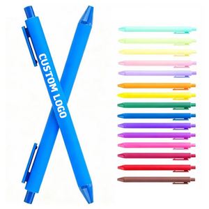 Stylos à bille en plastique multicolores, revêtement caoutchouc, vente en gros, meilleur prix, avec logo personnalisé OEM pour la papeterie - Product Image 1