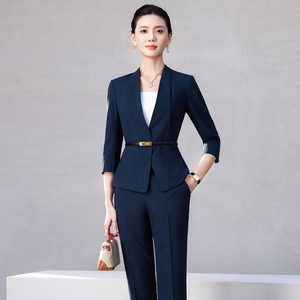 Women's Suit Set Three Quarter Sleeve Breathable Elegant Business Workwear For Office Commute Interview - Product Image 4
