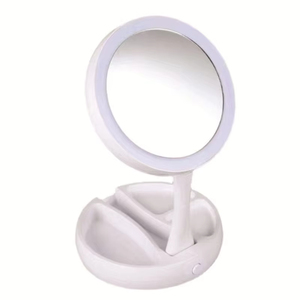 Miroir de maquillage LED double face à piles/USB, miroir de maquillage portable, lumière de maquillage avec grossissement 10x - Product Image 3