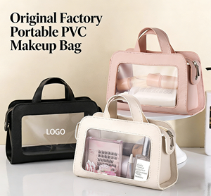 Customizable Fashion Waterproof Handle PVC <b>Transparent</b> PU Wash <b>Makeup</b> Storage <b>Bag</b> - Product Image 1