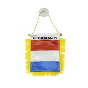 Customized Own Brand 8*12CM Double Sides Netherlands Flag Tassel Pennant For Car Rear view Mirror