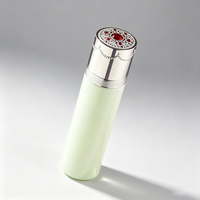 Ensemble de flacons en verre vert menthe, flacon vide mat givré, bouchon gravé argenté, logo personnalisé, plusieurs tailles pour lotion, sérum, crème