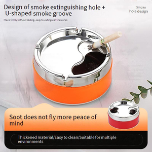 Cendrier portable rond personnalisé de nouvelle conception, différentes couleurs et tailles, cendrier en acier inoxydable, cendrier portable pour fumer avec couvercle rotatif - Product Image 2