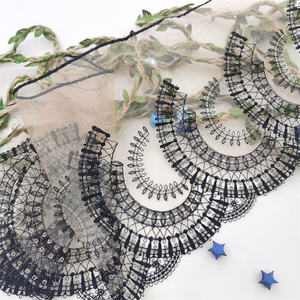 Dentelle en tulle nude douce de haute qualité 2024, broderie, bordure en dentelle, fleurs noires, dentelle pour la fabrication de lingerie féminine - Product Image 6