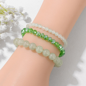 4mm/6mm/8mm 3 pz/set di perle di cristallo in pietra naturale colorato braccialetto di perline con corda elastica impilabile rotondo braccialetto di perline - Product Image 1