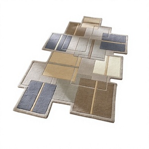 Tapis en laine tufté à la main de luxe, design géométrique personnalisé, décoration intérieure, réversible, écologique, antidérapant, épaisseur 12 mm, ITHL - Product Image 1