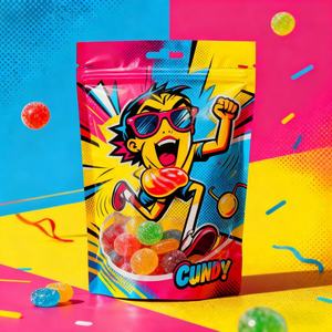 Mylar impreso personalizado 3,5g Stand Up Zip Lock bolsa con lámina brillante para dulces Snack embalaje uso - Product Image 2