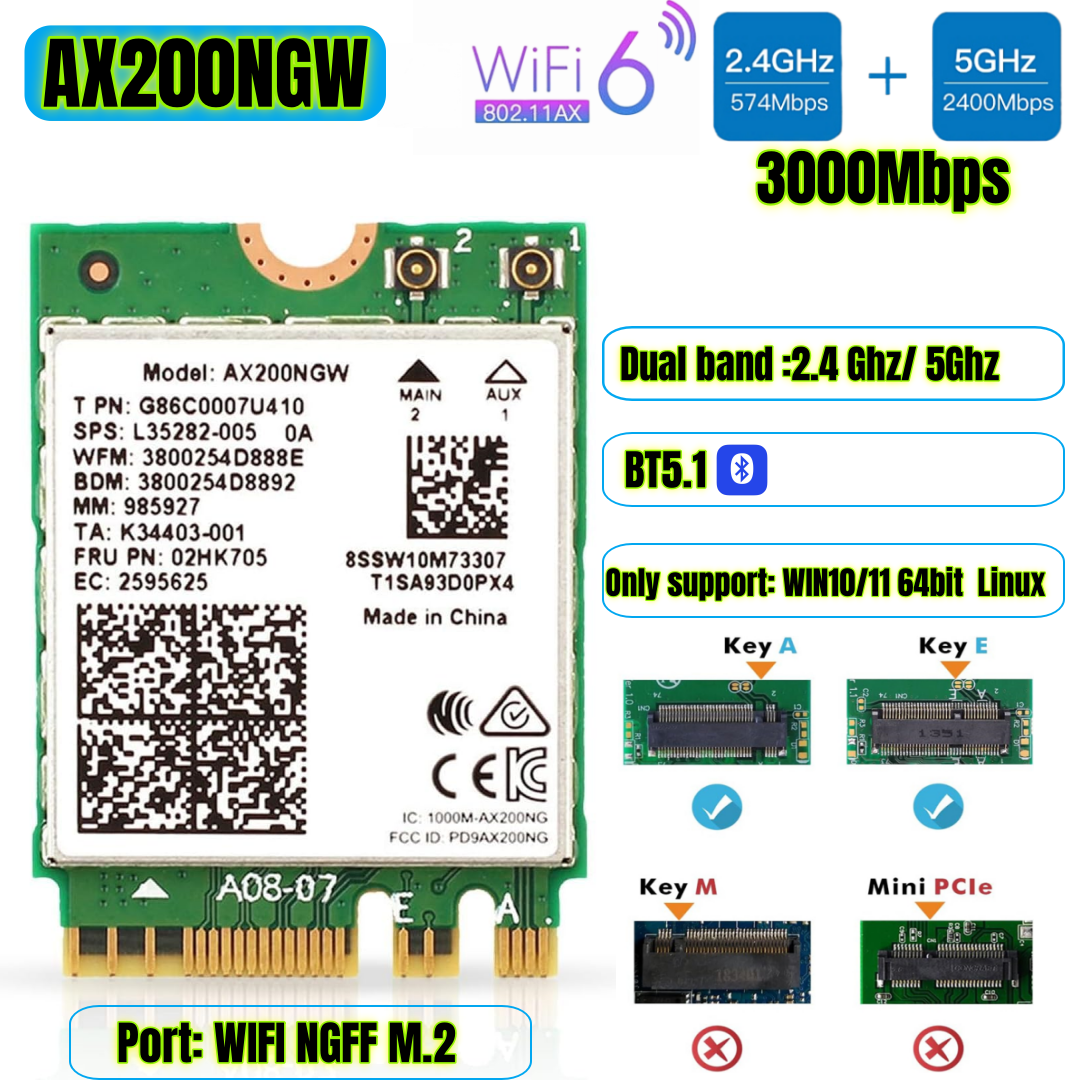 AX200NGW NGFF M.2/Vert