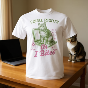 T-shirt femminista Cat Equal Rights Or I Bites a maniche corte, girocollo, unisex, per adulti, abbigliamento promozionale - Product Image 2