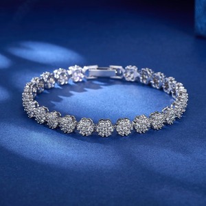 Stylish Unisex Floral Tennis <b>Bracelet</b> 5A <b>Cubic</b> <b>Zirconia</b> Fashionable Copper Link Fine Silver <b>Bracelet</b> Link - Product Image 6
