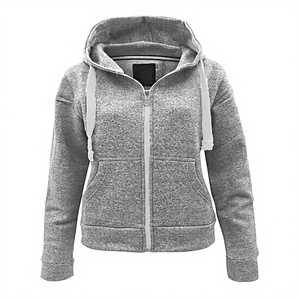 Sweat à capuche zippé en molleton 100 % coton blanc pour femme, coupe classique, couleur unie, décontracté, automne, avec poche avant, personnalisable - Product Image 2