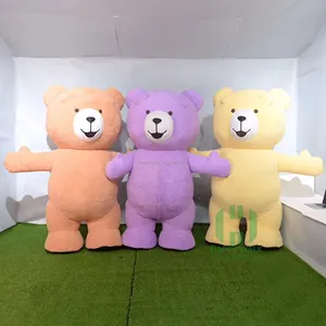 Divertido fabricante personalizado Animal gigante inflable oso de peluche disfraz amarillo Cosplay mascota disfraz para fiesta para adulto