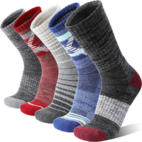 Welwoos 5 paires de chaussettes de randonnée en laine mérinos tricotées, chaudes, épaisses, antidérapantes, pour hommes et femmes