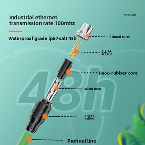 Câble Ethernet M12 vers <span class=keywords><strong>RJ45</strong></span> <span class=keywords><strong>Catégorie</strong></span> <span class=keywords><strong>6A</strong></span> PROFINET Bus industriel Ethernet industriel personnalisé à code D Fabriqué en Chine - Product Image 3