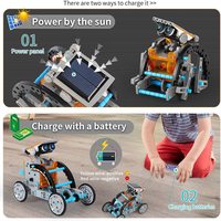 Kit de robot solaire 12 en 1 alimenté par batterie STEM bricolage expérience de physique jouets éducatifs assemblés pour garçons jouets d'ingénierie scientifique