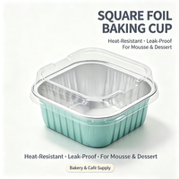 Contenant de cuisson en aluminium doré en gros avec couvercle transparent, résistant au four et au congélateur, gobelet jetable pour desserts et gâteaux pour boulangerie