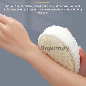 Brosse de bain en luffa naturelle avec logo personnalisé Brosse de gommage exfoliante pour le corps avec poignée Douche à légumes et luffa Brosse de bain en luffa - Product Image 4