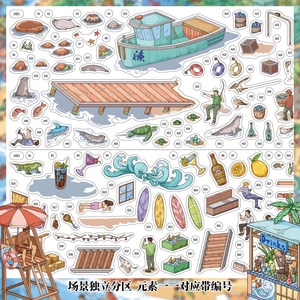 1 paquet d'autocollants paysagers Muddy Water 6.0 Holiday Beach Special Oil, édition grand format, pour collage <span class=keywords><strong>de</strong></span> scènes miniatures 3D - Product Image 2