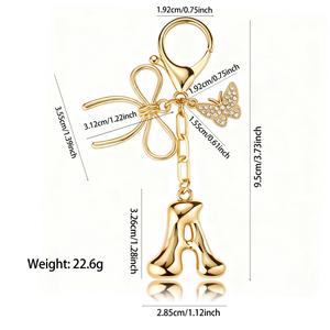 Pendentif porte-clés papillon lettre en métal, style simple et élégant, populaire en Europe, pour sacs et accessoires de mode - Product Image 5